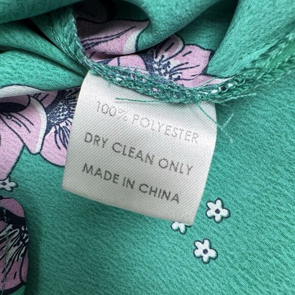 Anthropologie Azel Hazel Womens Floral Blouse Large Kelly Green Button Boxy - Picture 10 of 15